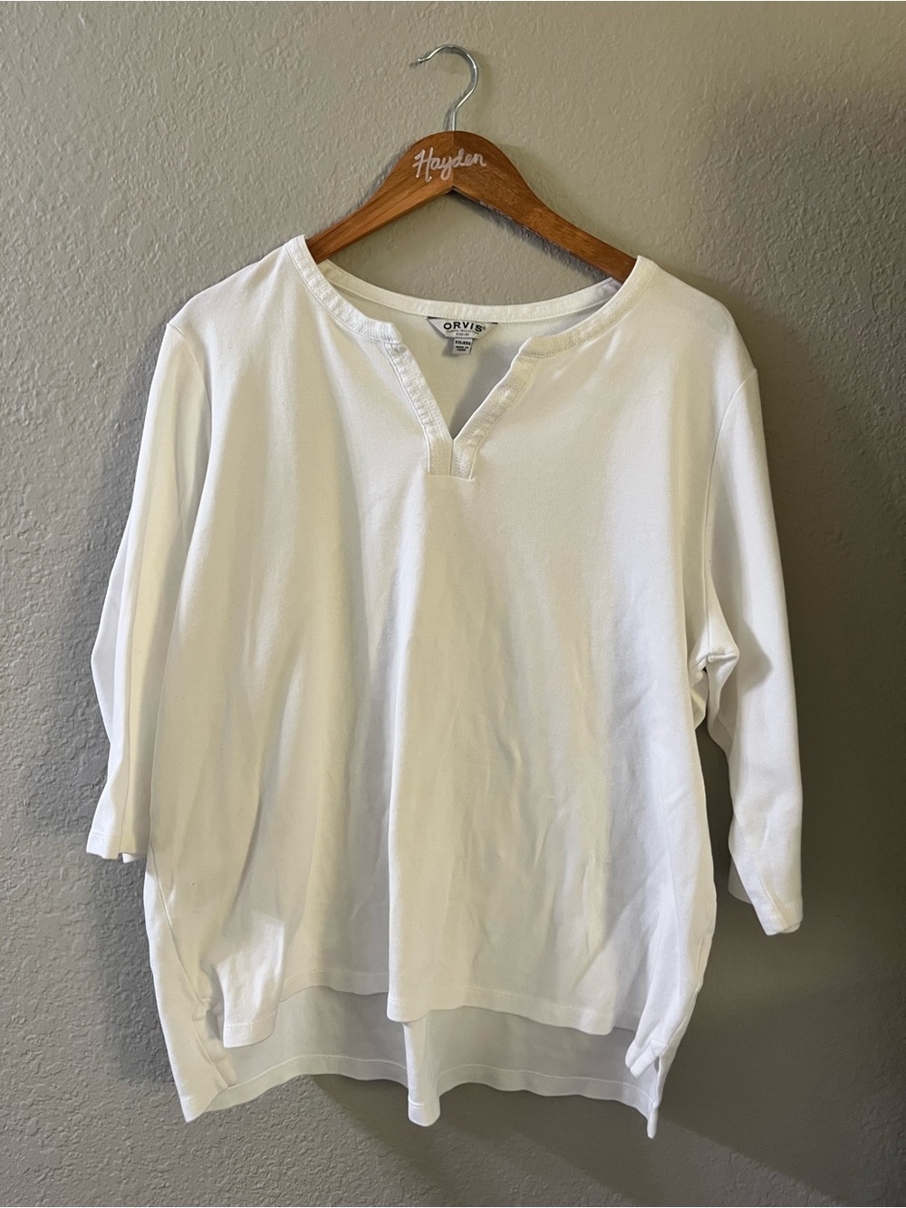 Orvis White Long-Sleeve Split-Neck Tee